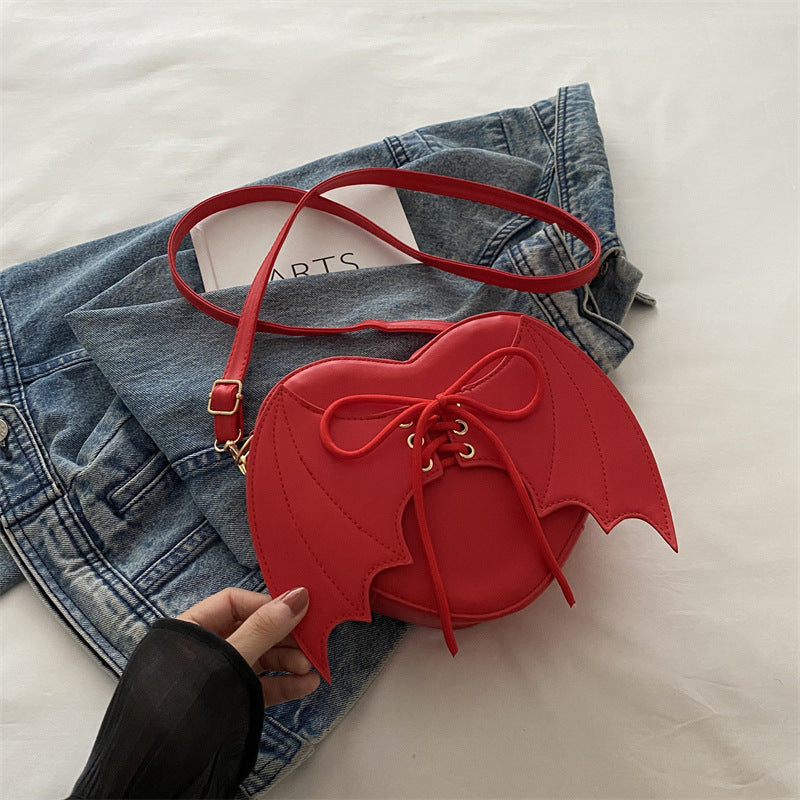 Heart Shape Bag Strap Design Bat Wings One Shoulder Crossbody Bag Bests Sale