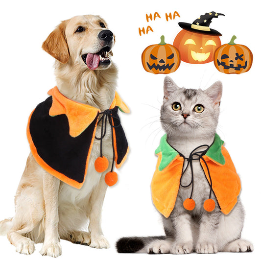 Halloween Pumpkin Double-sided Dog Cloak Cat Halloween Ornaments Bests Sale