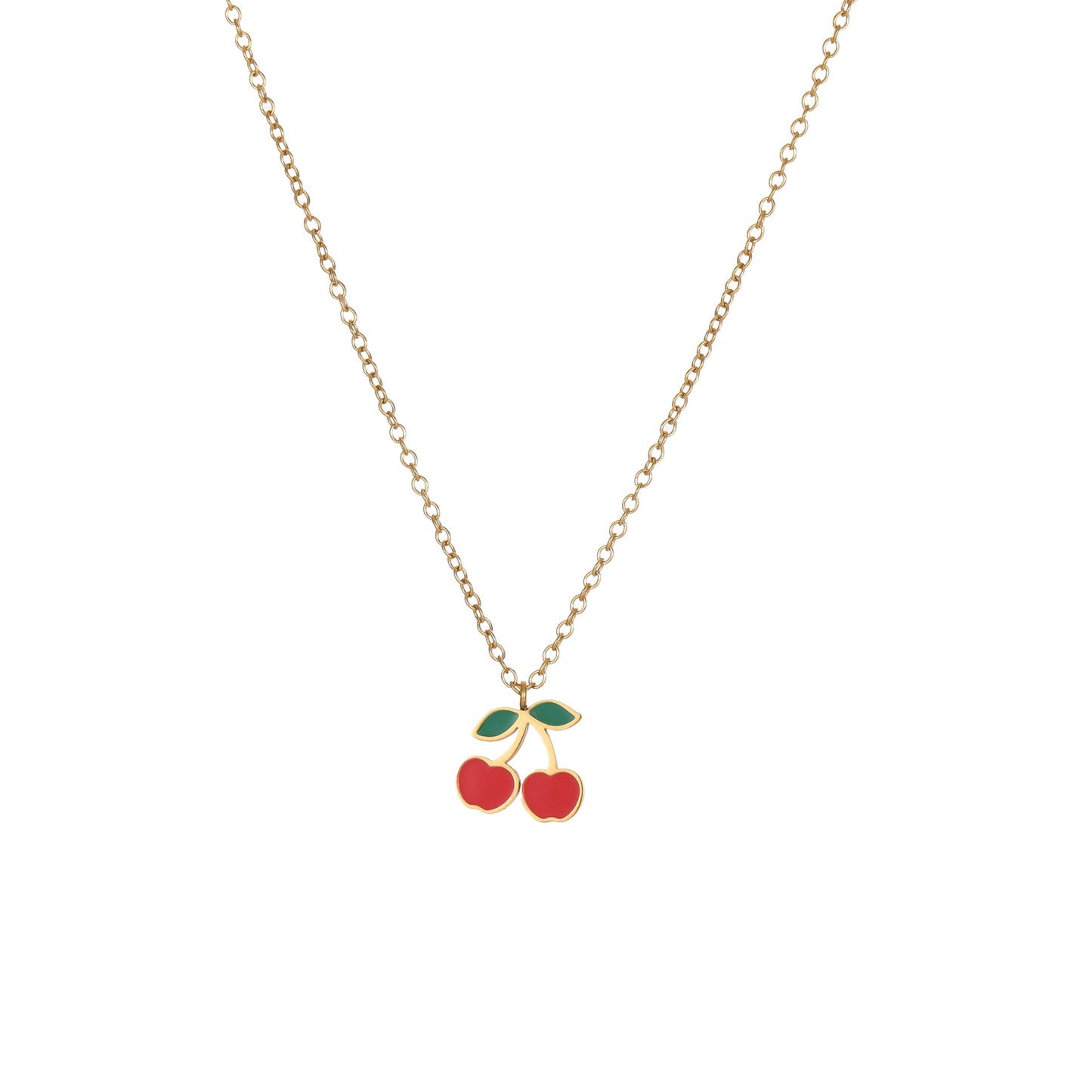 Cherry Necklace Bracelet Titanium Steel Earring Ring Pieces - Bests Sale