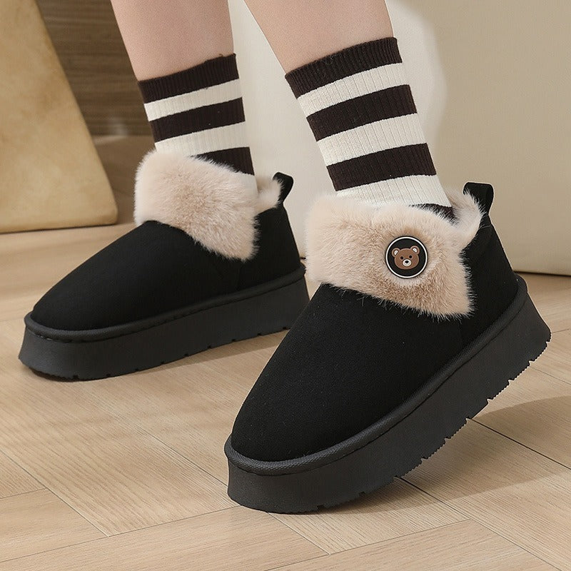 Ankle Wrap Cotton Slippers Thickened Couple Non-slip Warm Cotton Shoes - Bests Sale