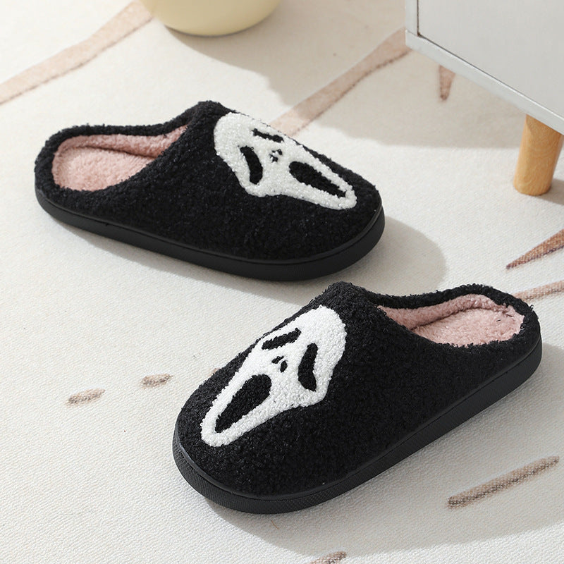 Halloween Skull Cartoon Print Slippers Warm Winter Slippers For Men Women Couple Home Shoes Indoor Cotton Slippers Bests Sale