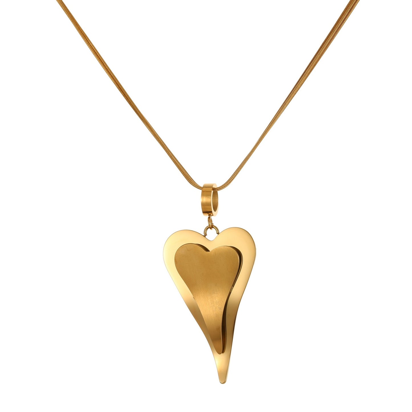 Double Heart Snake Bones Chain Stainless Steel Design Sense - Bests Sale