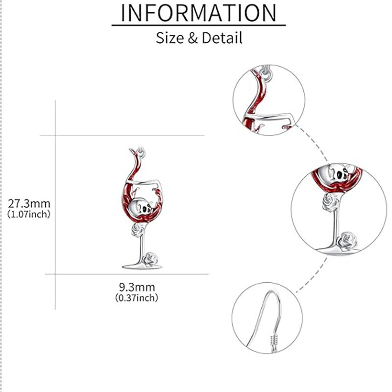 Halloween Skull Wine Glass Creative Earrings European And American - Bests Sale