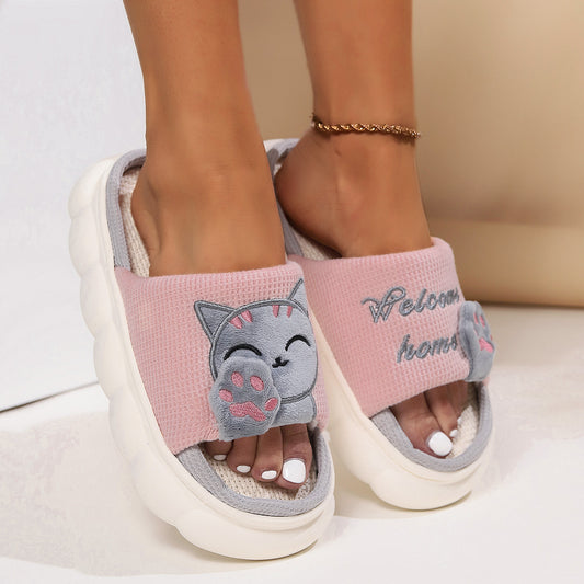 Cute Cartoon Kitten Home Slippers For Women - Bests Sale