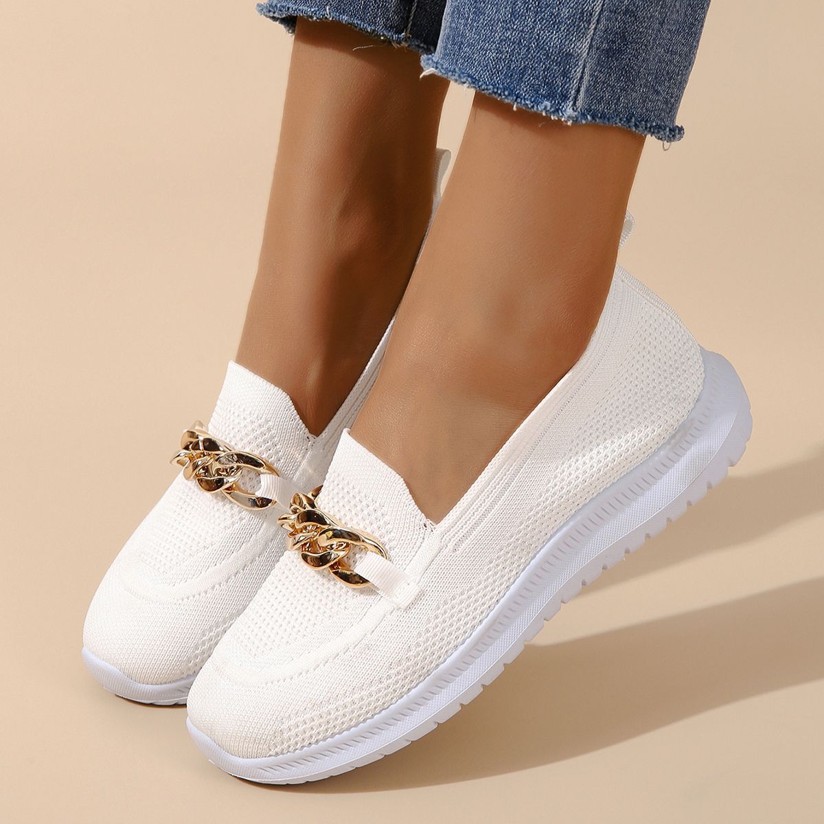 New Large Size Flat Heel Mesh Breathable Flying Woven Slip-on Women - Bests Sale