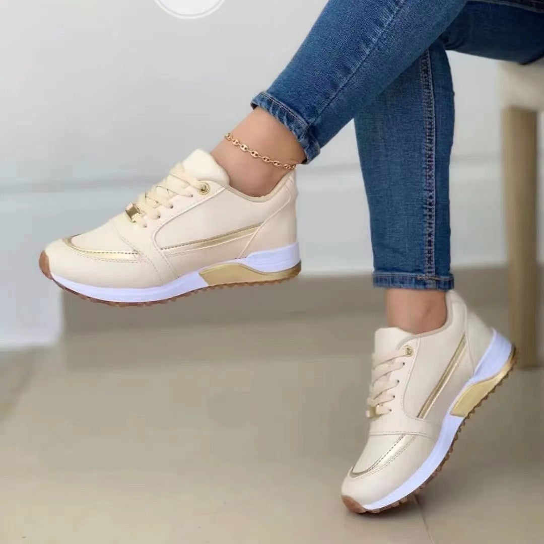 Casual Lace-up Flat Shoes Women Shallow Round Toe Sports Walking Sneakers - Bests Sale