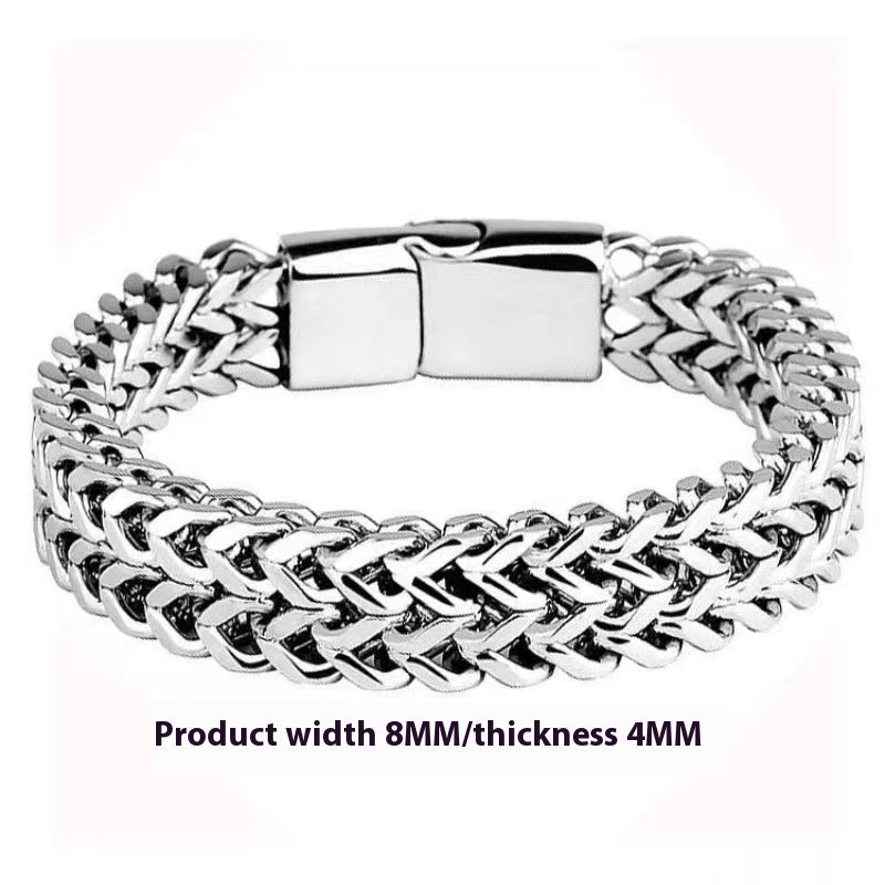 Hip Hop Stainless Steel Front And Back Men's Bracelet Simple - Bests Sale