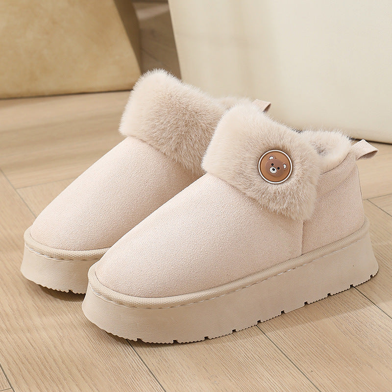 Ankle Wrap Cotton Slippers Thickened Couple Non-slip Warm Cotton Shoes - Bests Sale
