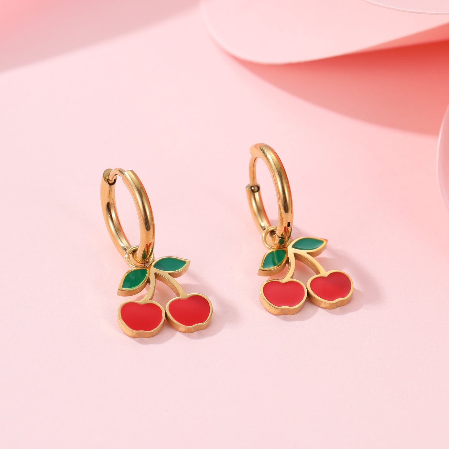 Cherry Necklace Bracelet Titanium Steel Earring Ring Pieces - Bests Sale