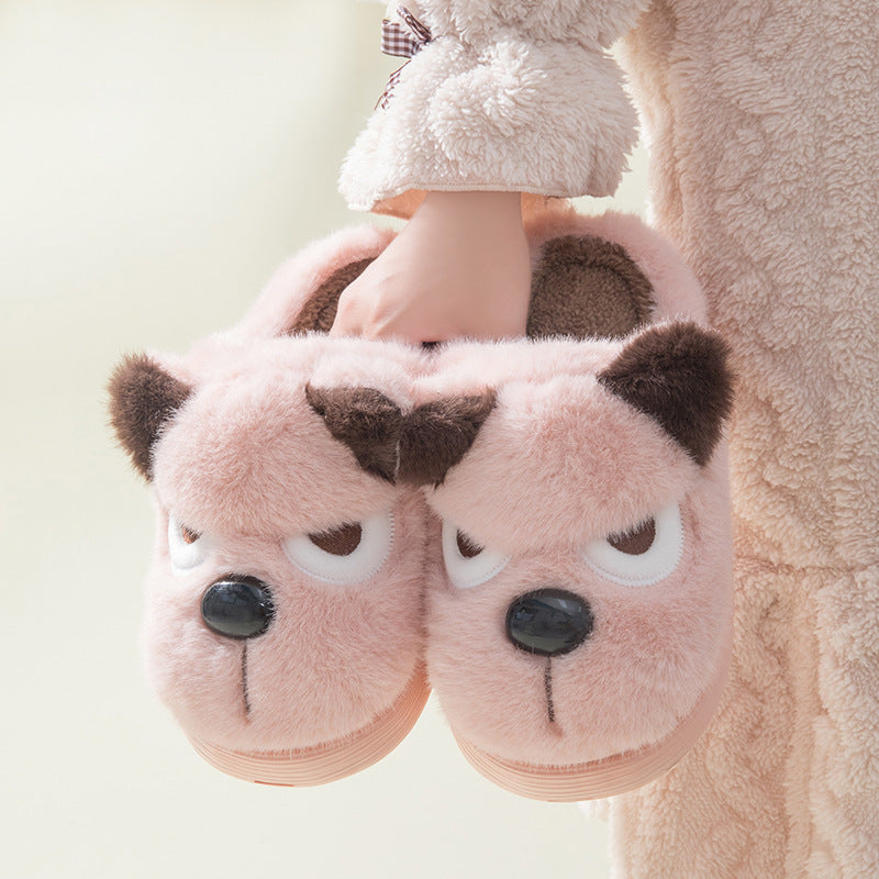 Warm And Cute Puppy Platform Non Slip Cotton Slippers - Bests Sale