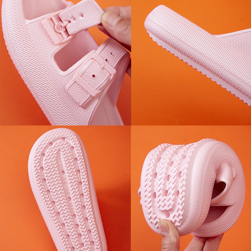 Platform Slippers Women's Summer Buckle Home Shoes Fashion Outdoor Wear Soft Bottom Sandals - Bests Sale