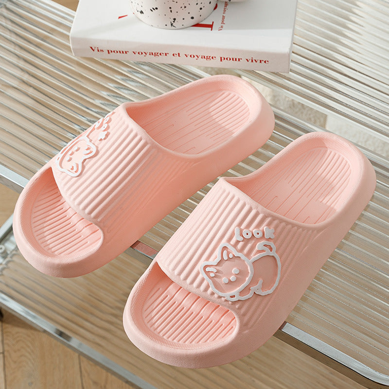Cute Cat Slippers Summer Women Home Shoes Bath Thick Platform Non-Slip Slides Indoor Outdoor - Bests Sale