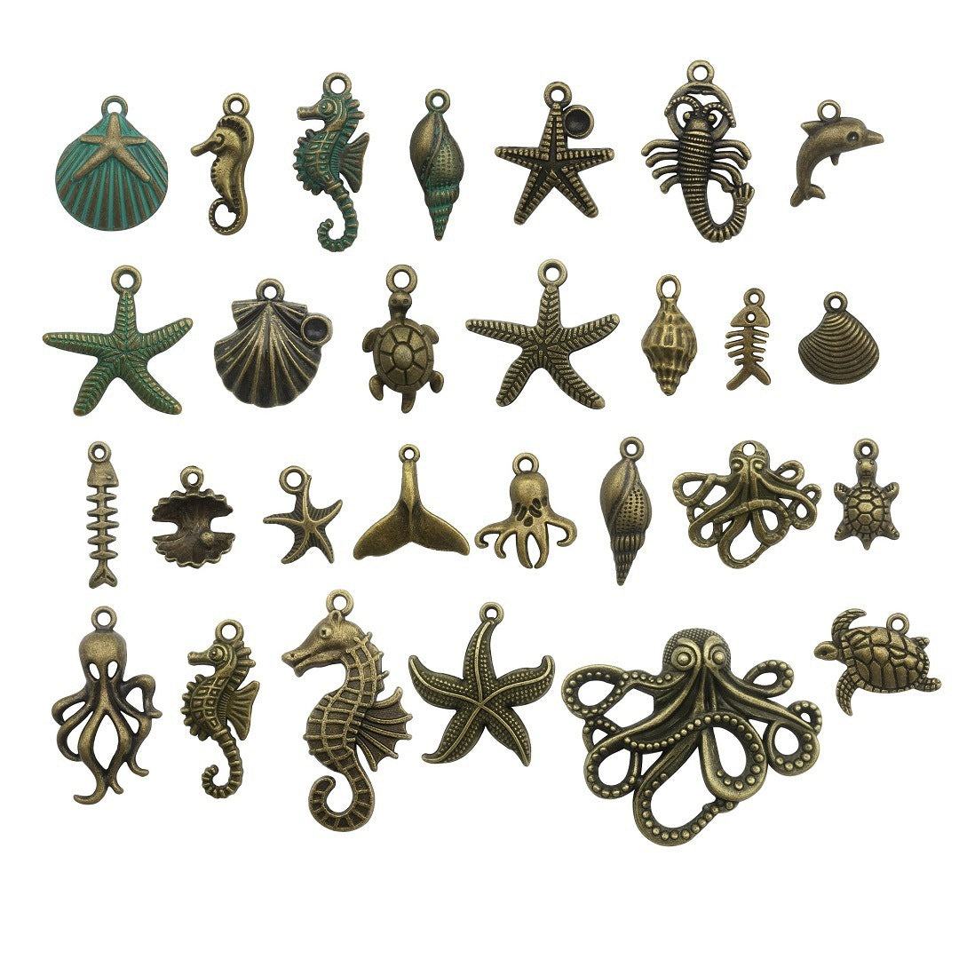 Retro Tibetan Silver Antique Brass Alloy DIY Accessories Marine Turtle Shell Necklace Bracelet Jewelry - Bests Sale