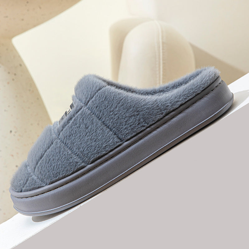 Men's Plaid Cotton Slippers Winter Warm House Shoes Indoor Thick-soled Non-slip Bedroom Floor Slipper Couple - Bests Sale