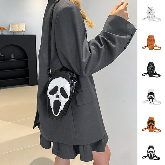 Halloween Coffin-shape Shoulder Bag Gothic Ghost Spider Web Messenger Crossbody Bag Kids Personality Phone Bag For Women Bests Sale
