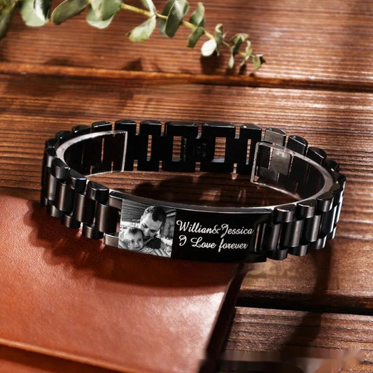 Men's Lettering Bracelet Stainless Steel Curved Piece - Bests Sale