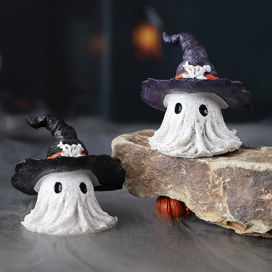 Resin Decoration Halloween Wizard Hat Ghost Ornaments Bests Sale