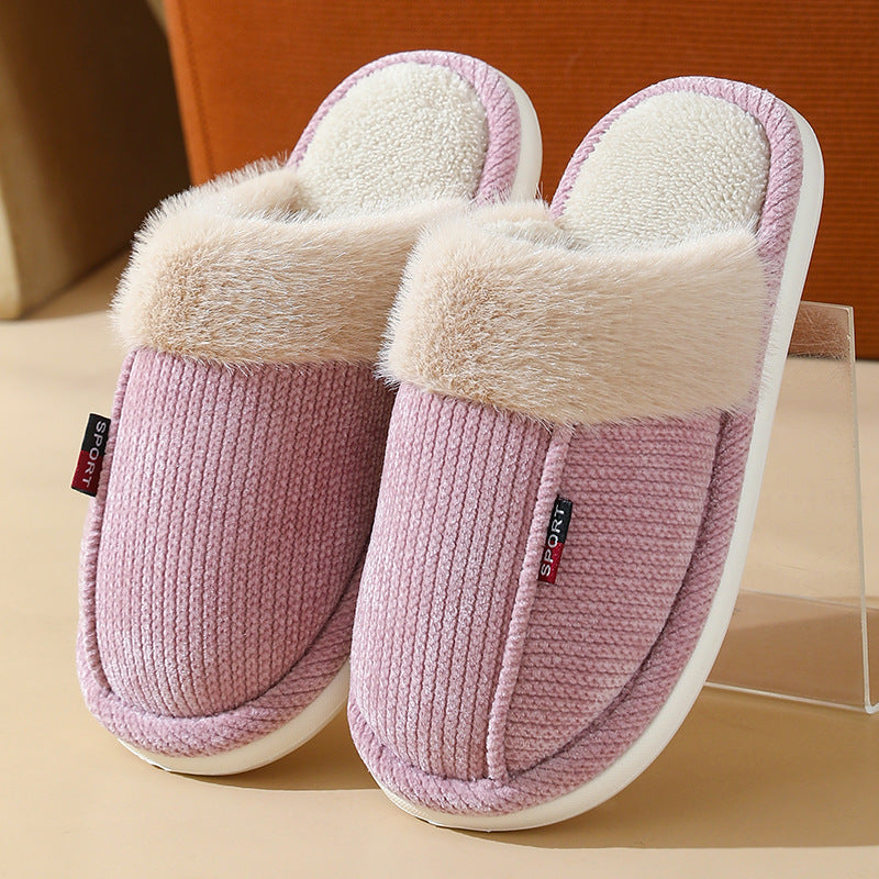 Fur Mouth Home Non-slip Thermal Cotton Slippers - Bests Sale