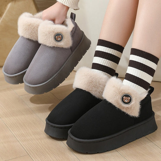 Ankle Wrap Cotton Slippers Thickened Couple Non-slip Warm Cotton Shoes - Bests Sale