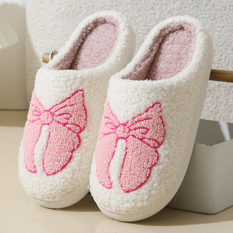 Cute Cartoon Bow Knot Cotton Slippers - Bests Sale