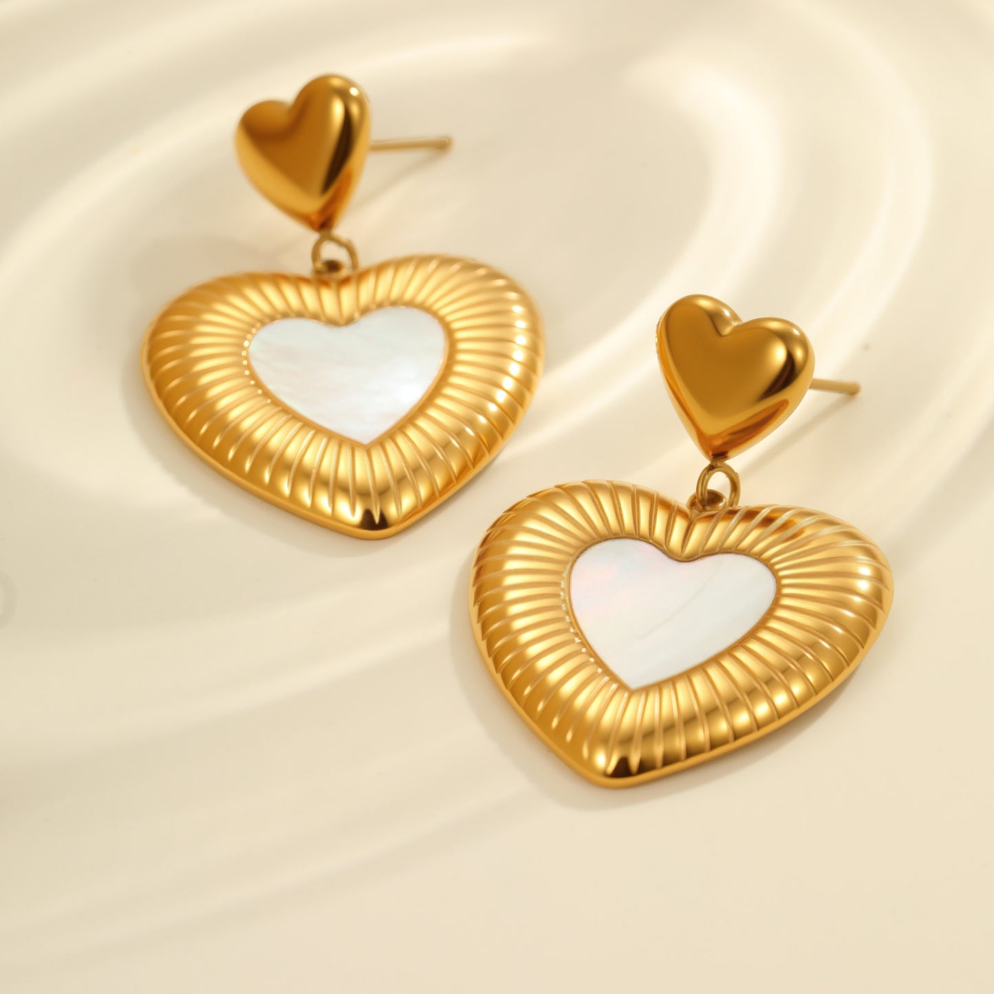 Heart Stainless Steel White Fritillary Earrings - Bests Sale