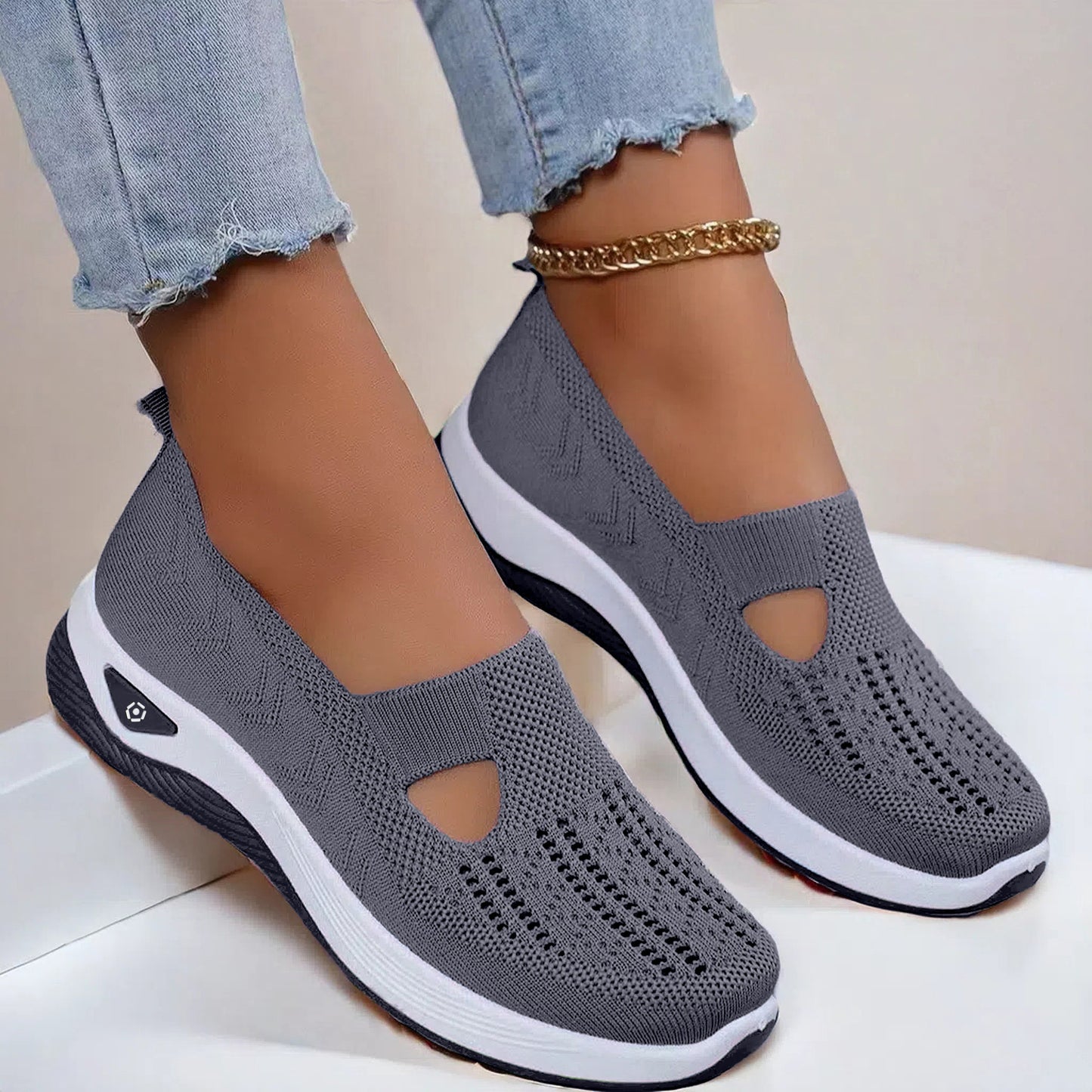 Mesh Flats Shoes Fashion Breathable Non-slip Soft Bottom Casual Shoes For Women - Bests Sale