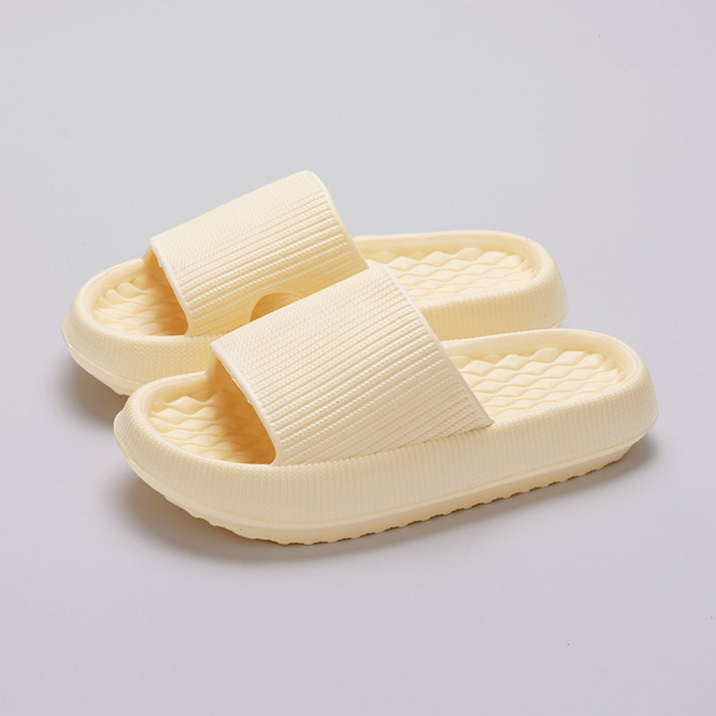 Summer EVA Slippers Solid Color Rhombus Stripe Anti-slip Slippers New Women's Home Shoes - Bests Sale