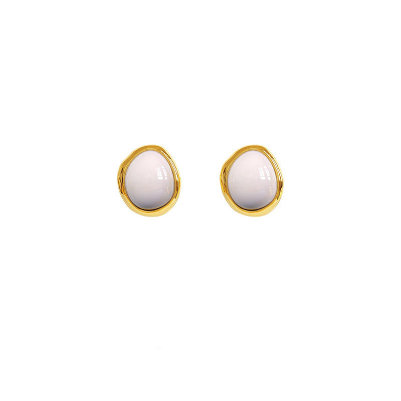 White Jade Tigereye Chinese Style Fashion Special-interest Design Ear Studs - Bests Sale