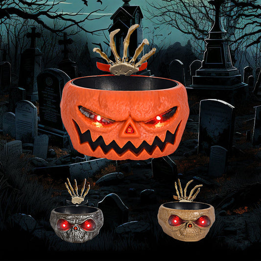 Halloween Candy Bowl Plastic Pumpkin Bowl With Motion Activated Hand, Halloween Serving Dishes Battery Operated Halloween Pumpkins Bowl For Trick-or-Treaters Party Bests Sale