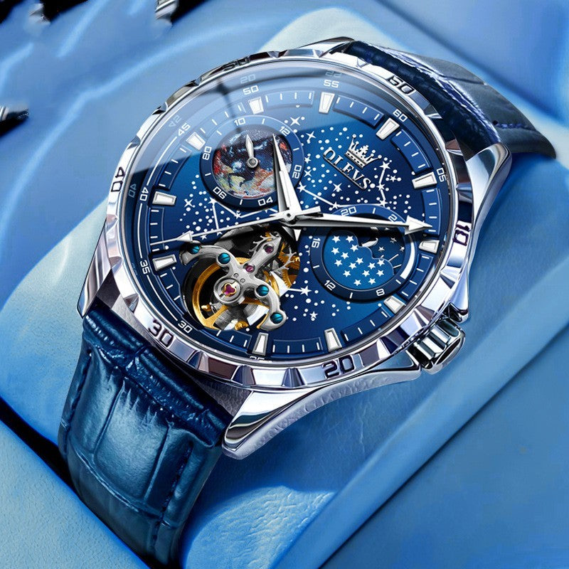 Fashion Starry Sky Mechanical Watch Business Hollow Waterproof Men - Bests Sale