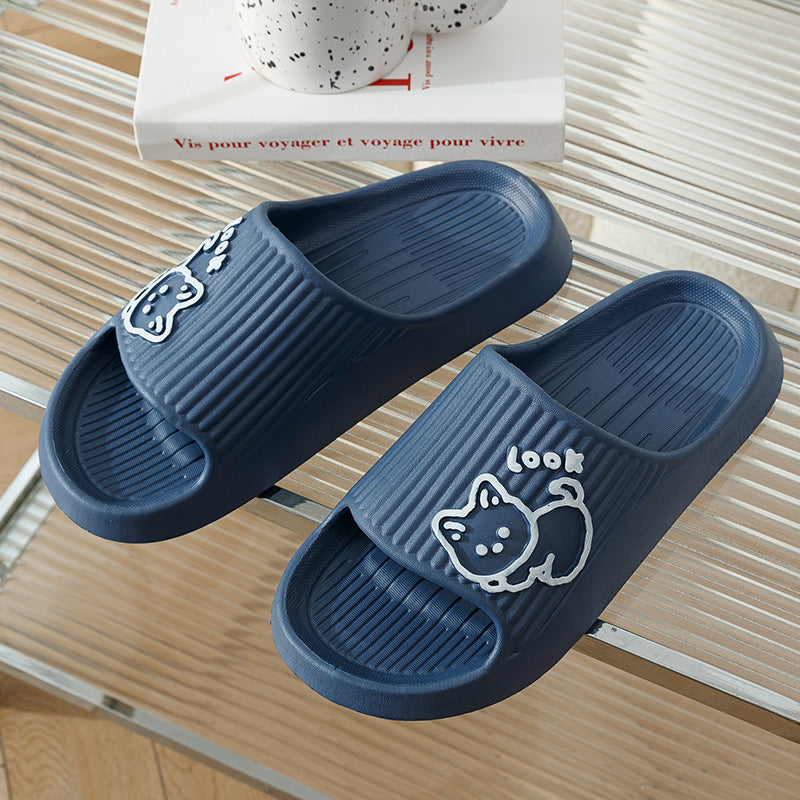 Cute Cat Slippers Summer Women Home Shoes Bath Thick Platform Non-Slip Slides Indoor Outdoor - Bests Sale