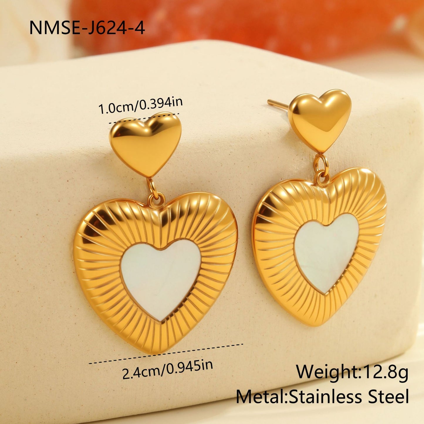 Heart Stainless Steel White Fritillary Earrings - Bests Sale