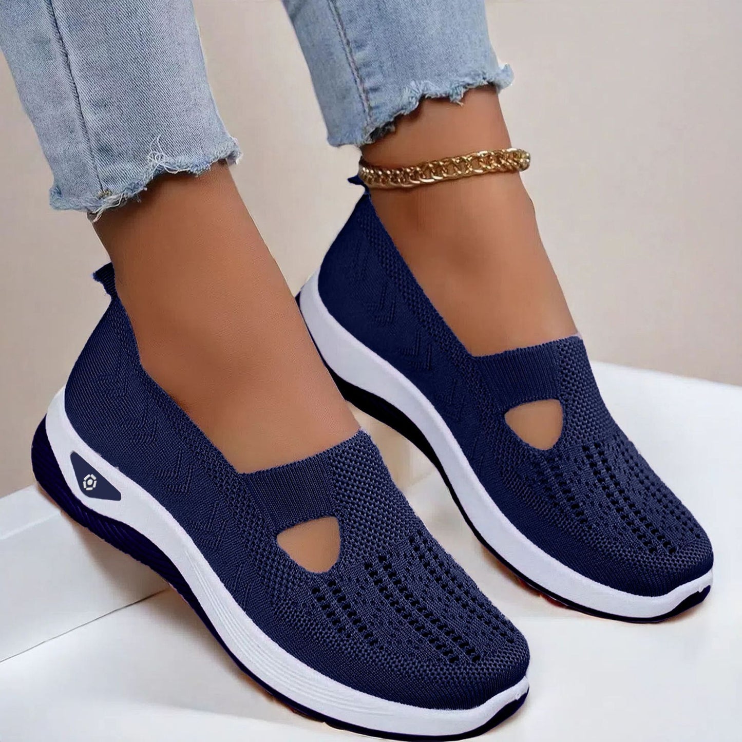 Mesh Flats Shoes Fashion Breathable Non-slip Soft Bottom Casual Shoes For Women - Bests Sale