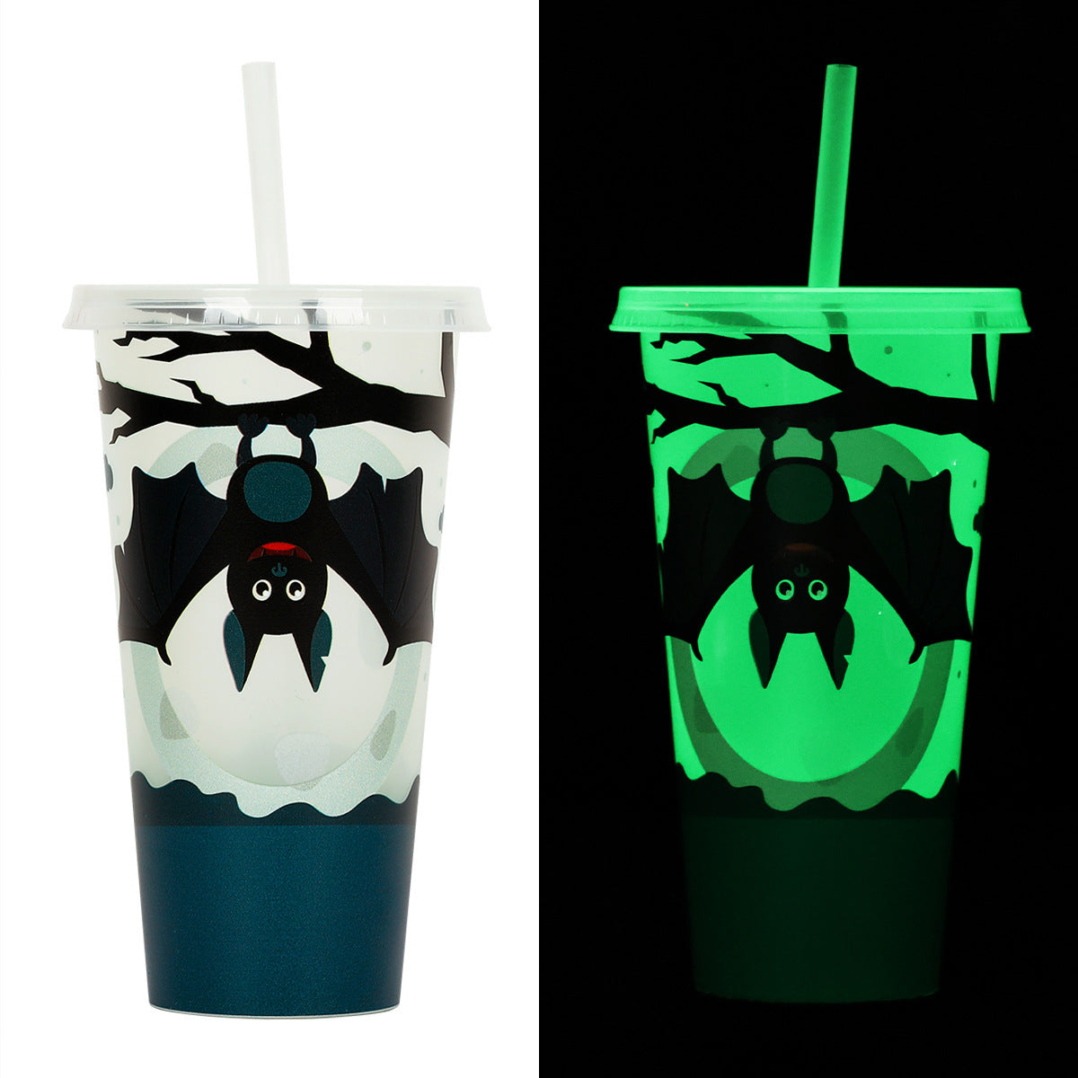 720ml Plastic Sippy Cup Halloween Luminous Straw Cup Bests Sale