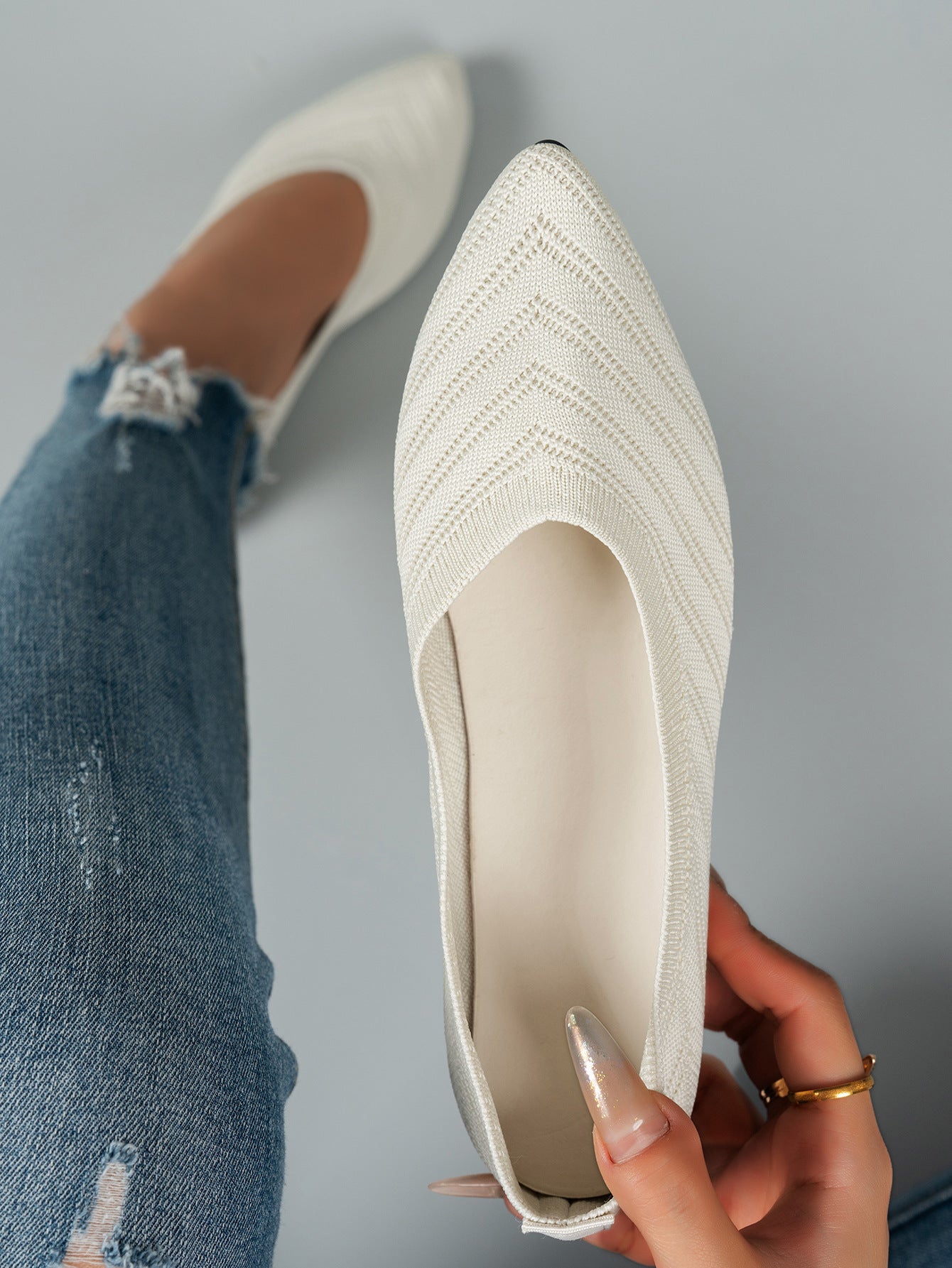 Pointed Toe Low-cut Women's Breathable Flat Shoes - Bests Sale