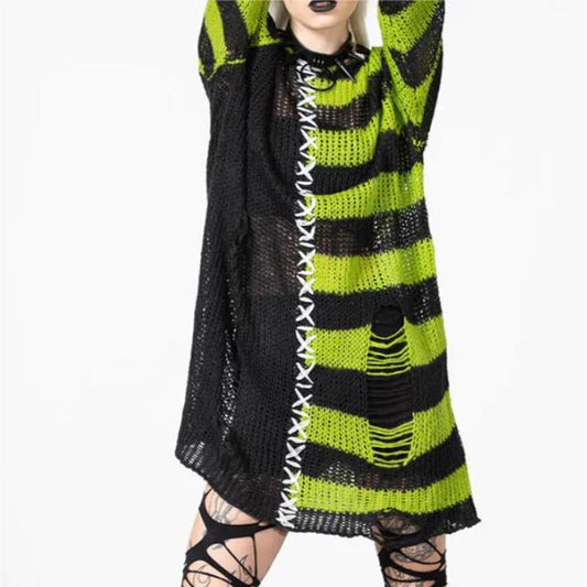 Halloween Ripped Long Sweater Women's Fashion Loose Sweater Bests Sale