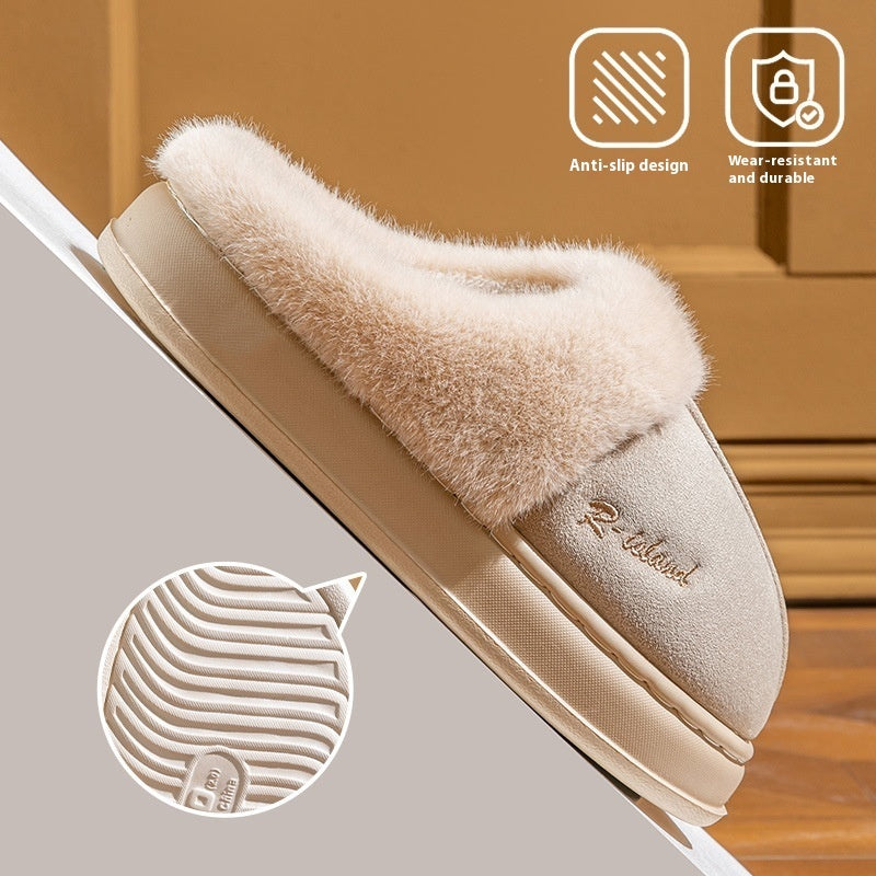 New Winter Cosy Warm Couple Style Concise Fluffy Slippers Women Men Non-slip Soft Slides Indoor Mule Ladies' Home Cotton Shoes - Bests Sale