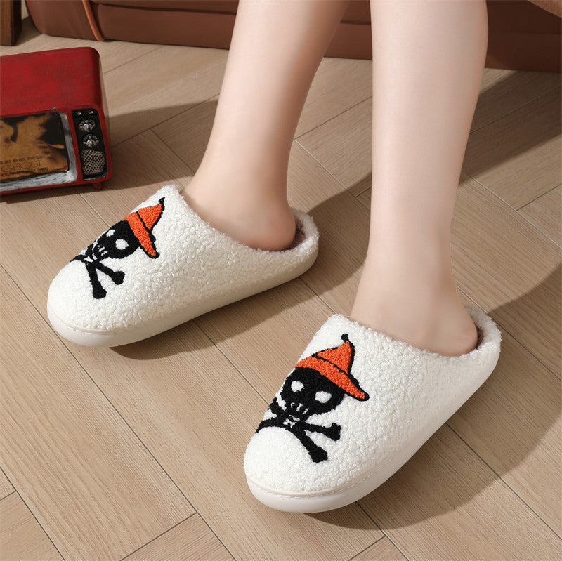 Halloween Skull Rose Slippers Winter Warm Indoor Floor Bedroom Home Slipper For Women Bests Sale