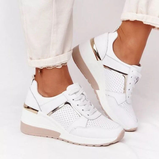 Plus Size Casual Platform Dad Shoes Lace-up Wedge Sports Women - Bests Sale