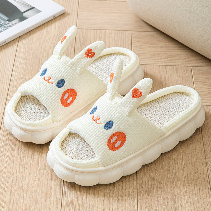 Cartoon Open Toe Couple Hemp Slippers - Bests Sale