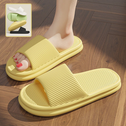 Striped Design Home Slippers For Women Men Soft Anti-slip Floor Bathroom Slippers Solid House Shoes - Bests Sale