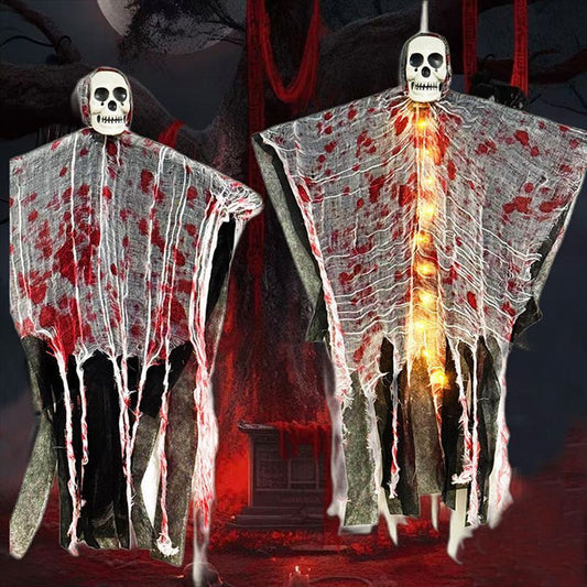Halloween Decoration Blood-dyed Luminous Skull Hanging Ghost Outdoor Ornaments Coffee Jasper
