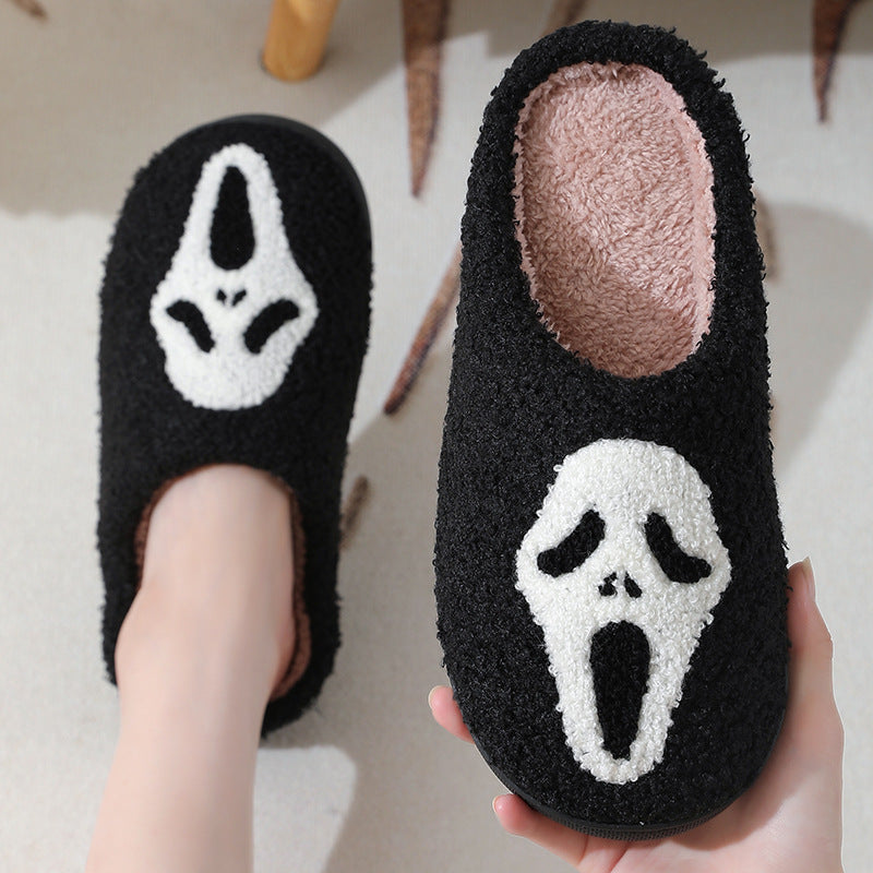 Halloween Skull Cartoon Print Slippers Warm Winter Slippers For Men Women Couple Home Shoes Indoor Cotton Slippers Bests Sale
