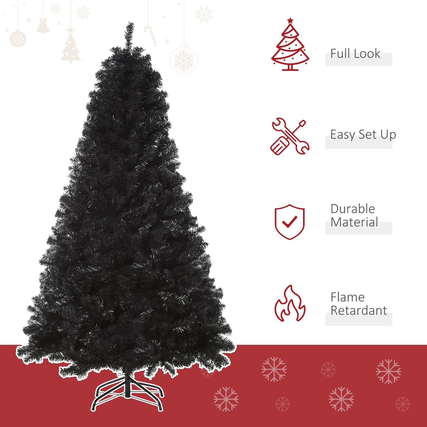 6ft Artificial Christmas Tree Unlit Douglas Fir With Realistic Branch Tips, Black Halloween Style - Bests Sale
