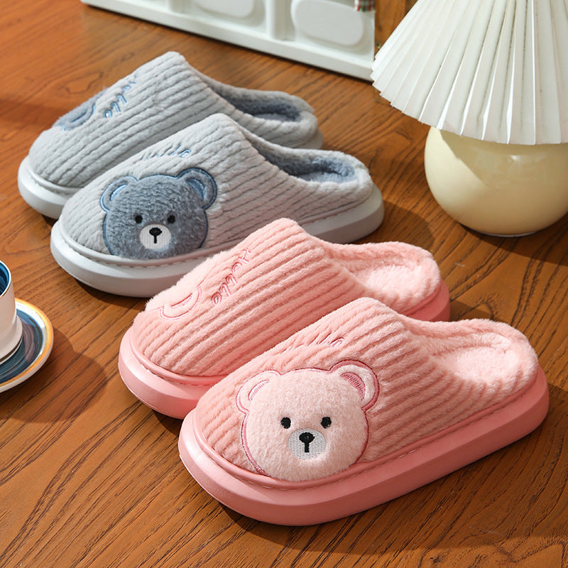 EVA Thick-soled Cotton Slippers Cartoon Bear Plush Cotton Slippers - Bests Sale