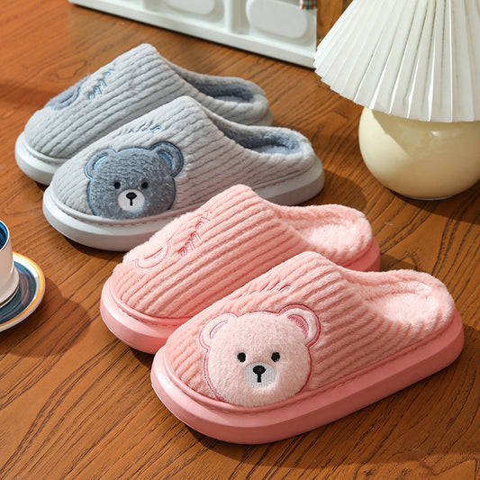 EVA Thick-soled Cotton Slippers Cartoon Bear Plush Cotton Slippers - Bests Sale