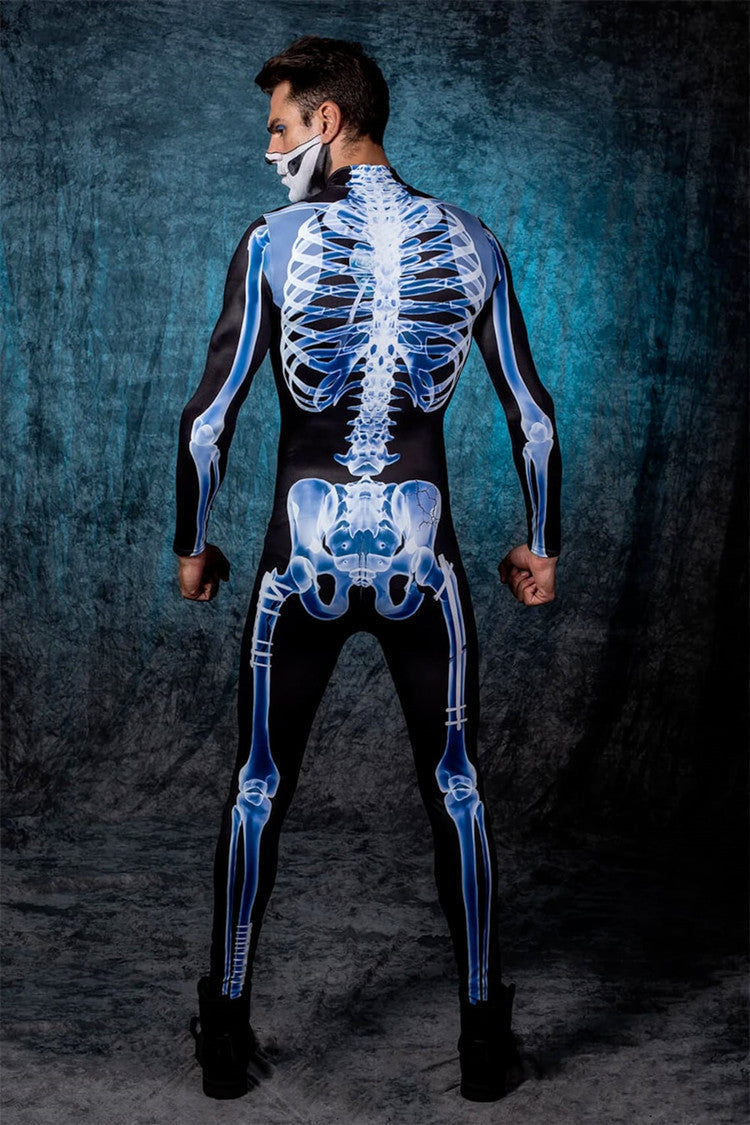 Halloween Long Sleeve Tights See-through Skeleton 3D Printed One-piece Bests Sale