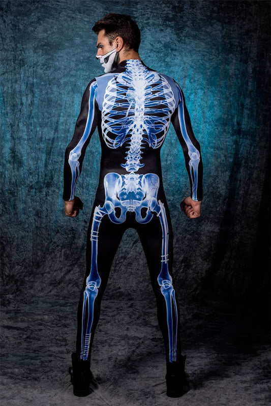 Halloween Long Sleeve Tights See-through Skeleton 3D Printed One-piece Bests Sale