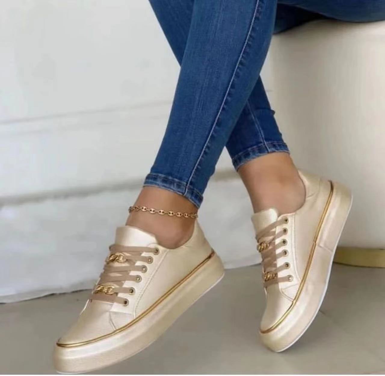 Women's Platform Chain Sports Style Low-top Shoes - Bests Sale