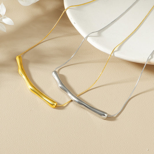 Irregular Pleated Necklace Titanium Steel Women - Bests Sale